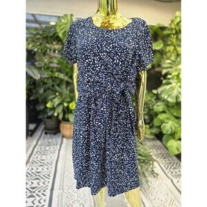 Seraphine Navy Ecru Tie Detail Layered Nursing Dress Size 14 US / 18 UK NWT